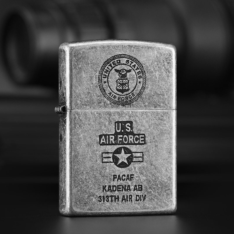 火机芝宝古银做旧二战军机战争送战友退伍纪念礼物刻字 美国空军徽章