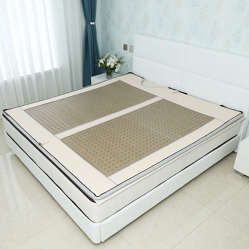 汗蒸床垫 汗蒸床垫多功能矿石粉末负离子远家用电加热玉石床垫 白色