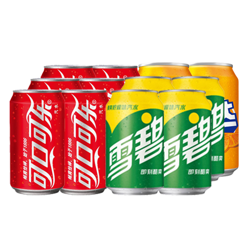 Coca-Cola 可口可乐 汽水饮料组合装 330ml*12罐（可乐330ml*6罐+雪碧330ml*4罐+芬达330ml*2罐）