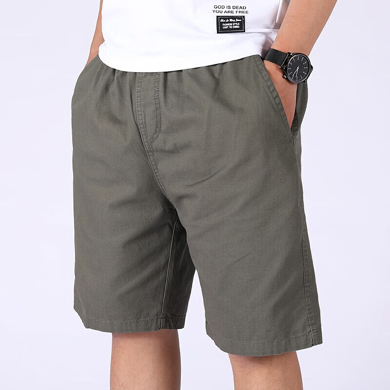 尺度保罗纯棉短裤男中老年夏季薄款纯色休闲工装短裤五分裤大码男裤 AC1688深灰 3XL 【150-165斤】