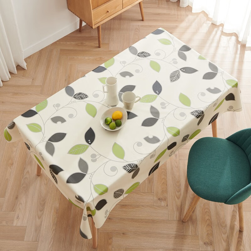进口pvc桌布防水防烫防油免洗餐桌布防尘高档长方形台布 苍翠欲滴 宽