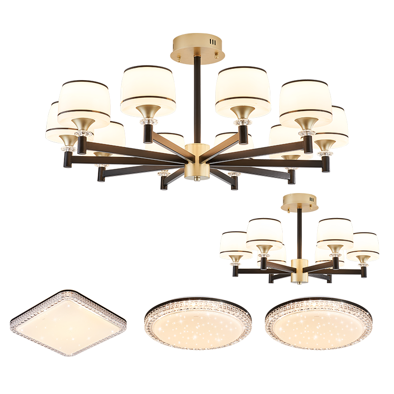 雷士照明（NVC）欧式现代简约客厅灯具卧室餐厅大气吊灯灯饰套餐 力荐！路易斯10+6头 智能吊灯【三室两厅】