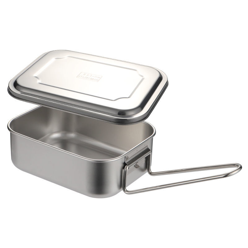 铝饭盒老饭盒食品级304不锈钢饭盒长方形带盖学生大容量食堂分隔便当