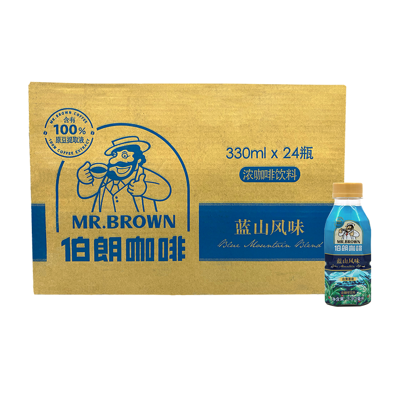 伯朗（MR.BROWN） 蓝山风味浓咖啡饮料 330ml*24 整箱 台湾进口