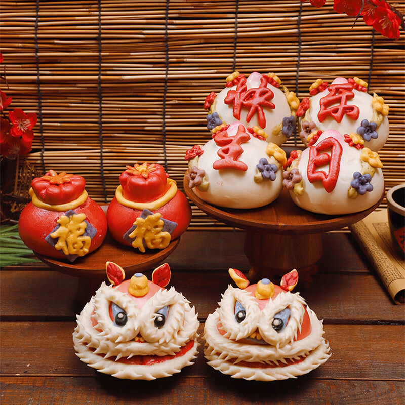 兔宝宝周岁馒头生日醒狮抓周用品花馍蛋糕儿童满月百天百岁花饽饽双 