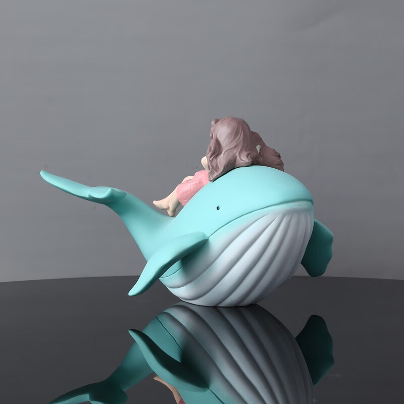 卡瓦利治愈系鲸鱼小摆件女孩与鲸乘风少女心桌面可爱鱼装饰骑鲸