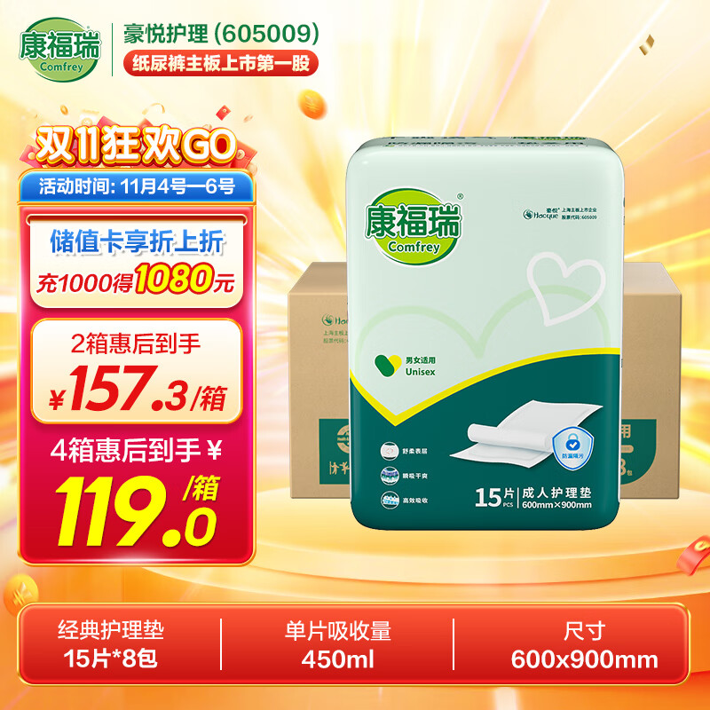 康福瑞 成人护理垫120片(尺寸:600*900mm)老年人隔尿垫多功能孕妇产褥垫使用感如何?