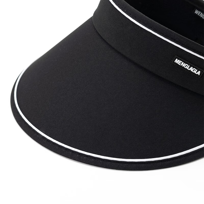 达芬奇密码纯色女士大帽檐防晒空顶帽 户外遮脸骑车防晒帽 黑色