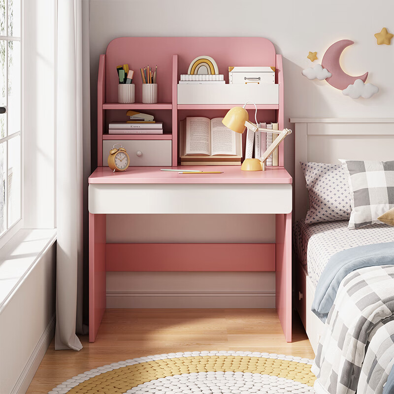 华世蒂书桌学习桌电脑桌卧室书房床头桌书架一体桌小空间电脑书桌桌子