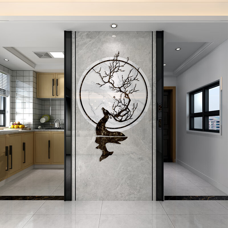 玄关走廊微晶石电视岩板画轻奢瓷砖背景墙定制 瓷砖/纳米釉/1平方米