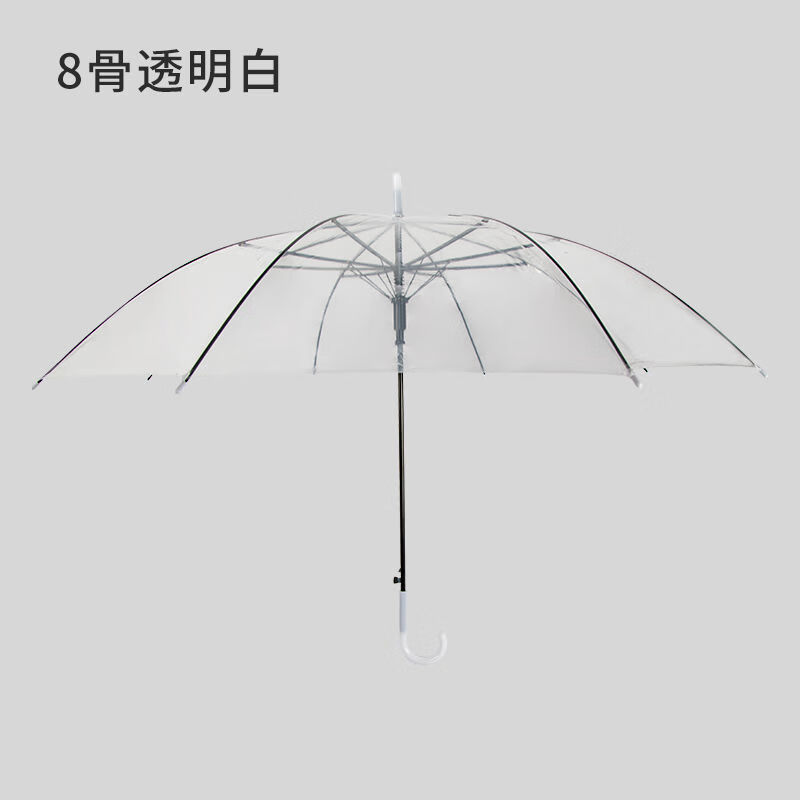 16骨大号加厚男女长柄透明雨伞学生韩版折叠晴雨两用双人雨伞 8骨小号透明雨伞-【单人款】