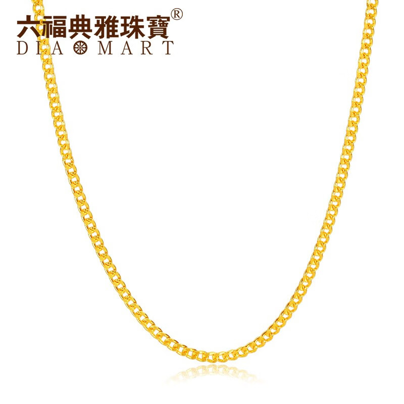 diamart珠宝 黄金扁平项链 999足金项链 女士黄金项链 黄金侧身链子