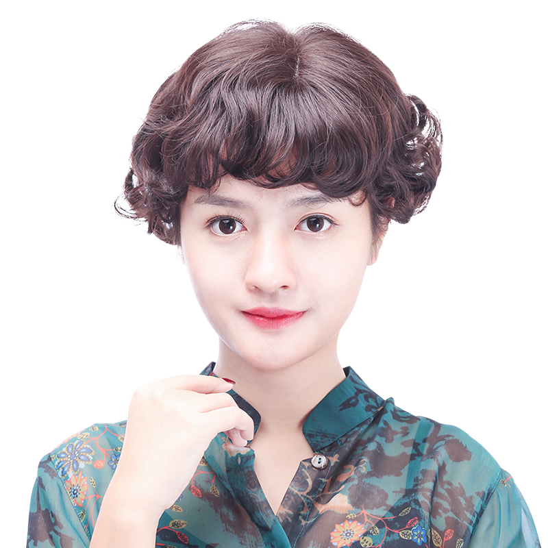 卷发 中老年复古妈妈假发头套  女 手织顶心梨花头甜美发型高仿真舒适