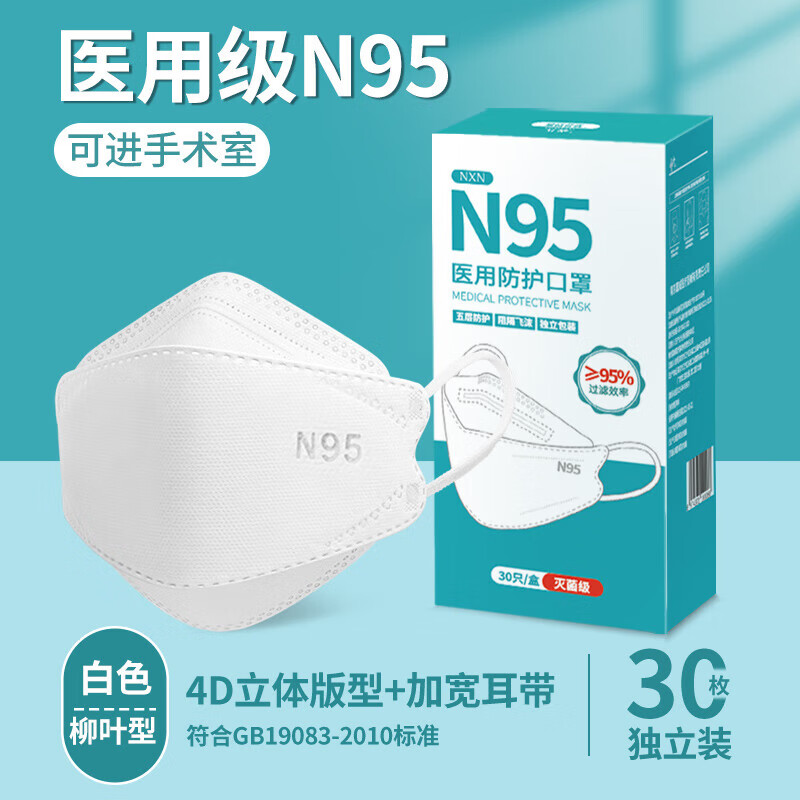 95防护口罩级级别5层官方专用一次性196 白色五层级n9530