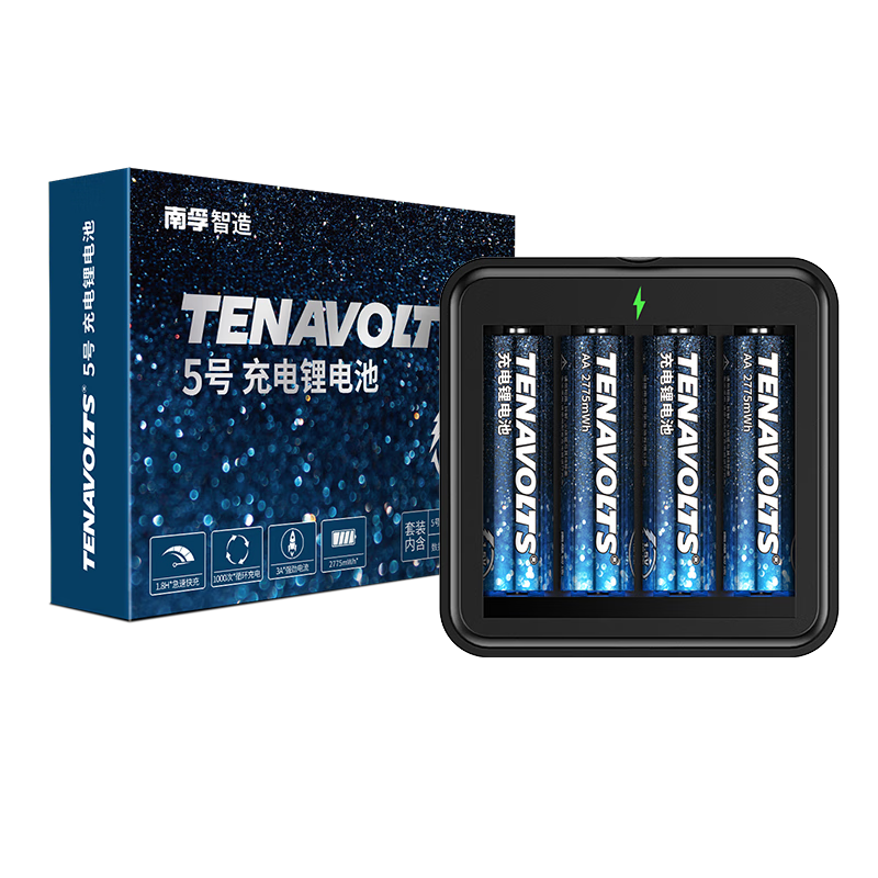 NANFU 南孚 TENAVOLTS 5号充电锂电池 1.5V 2775mAh 4粒装+充电器 充电套装