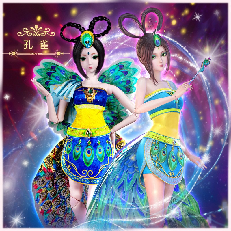 叶罗丽娃娃蓝孔雀60cm能化妆多关节可动人偶玩具女孩儿童玩具生日礼物