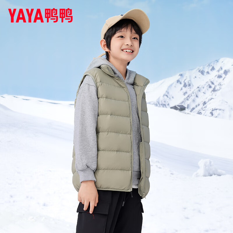 鸭鸭(YAYA)儿童羽绒马甲2023新短款内胆轻薄男女童宝宝冬季小童装马夹GM 黑色 140