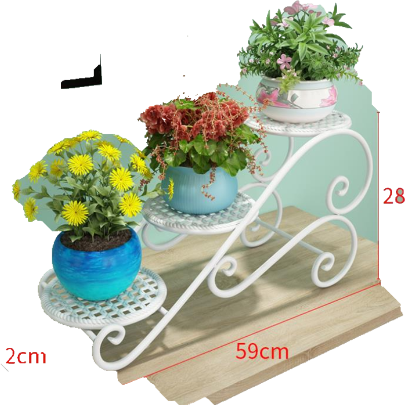 菲达森  放花盆的花架子室外院子庭院多层摆放架放盆景不锈钢阳台铁艺客厅 T67-两层花架-白色【二个装】