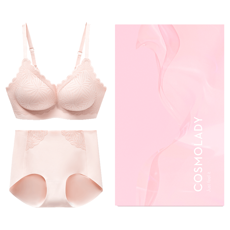 都市丽人文胸套装礼盒薄款聚拢软支撑蕾丝胸罩内衣女情人节礼物2B352Y