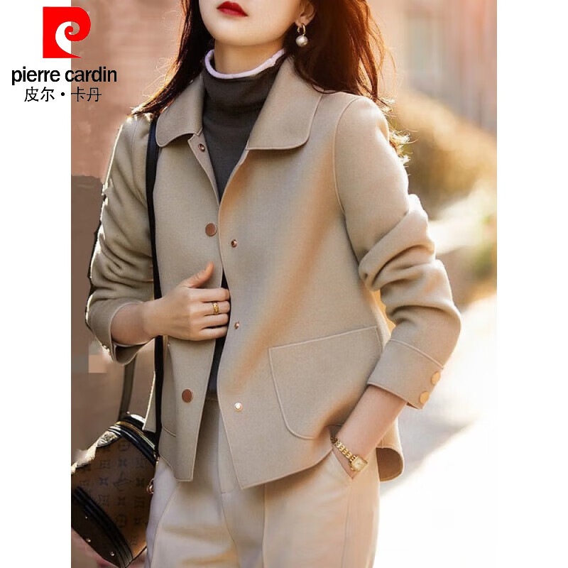 皮爾卡丹（pierre cardin）短外套女裝2024年春秋新款韓版時(shí)尚毛呢大衣小個(gè)子外套風(fēng)衣上衣女 L【建議116-125斤】
