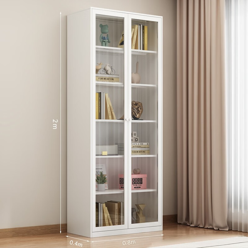 邦伯斯 铁艺家用置物柜书柜落地现代简约带玻璃门防尘书柜学生多层储物柜玩具证书奖杯收纳柜 【玻璃对开门款】长80*宽40*高200CM 加厚款高性价比高么?