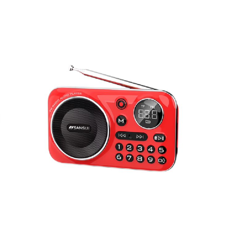 米跃F21录音机调频FM收音机听戏机老人户外晨练蓝牙音箱 红色+32G 卡