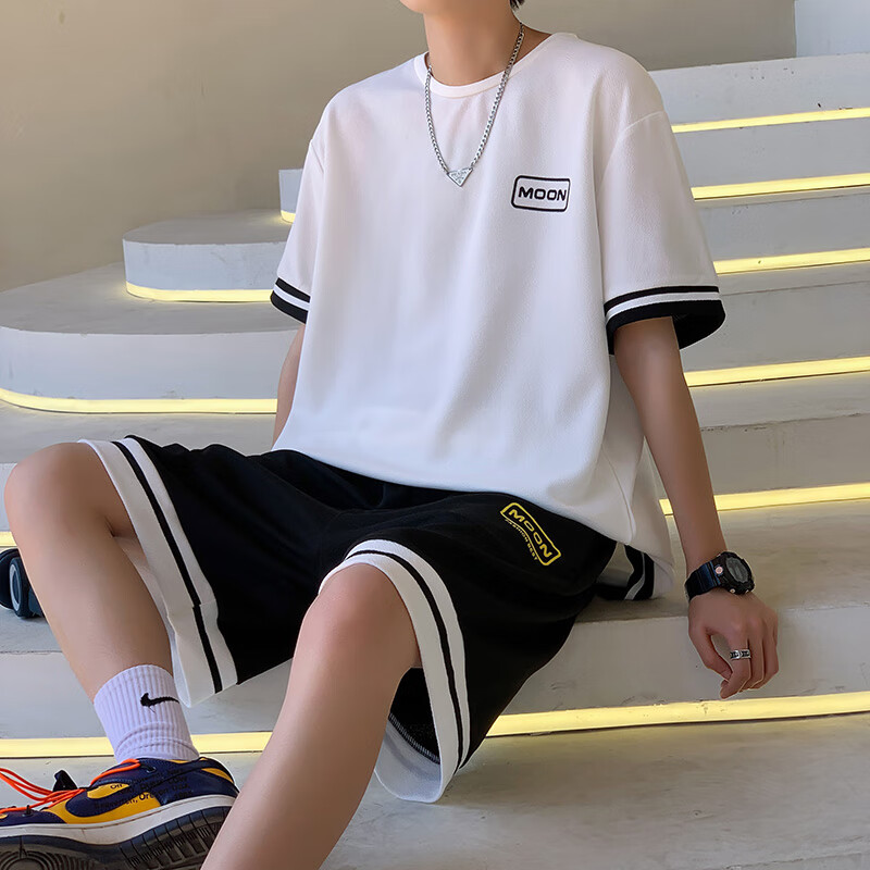 喜圣多夏季12-15男生初中生高中生大学生短袖短裤套装男士半袖t恤17岁