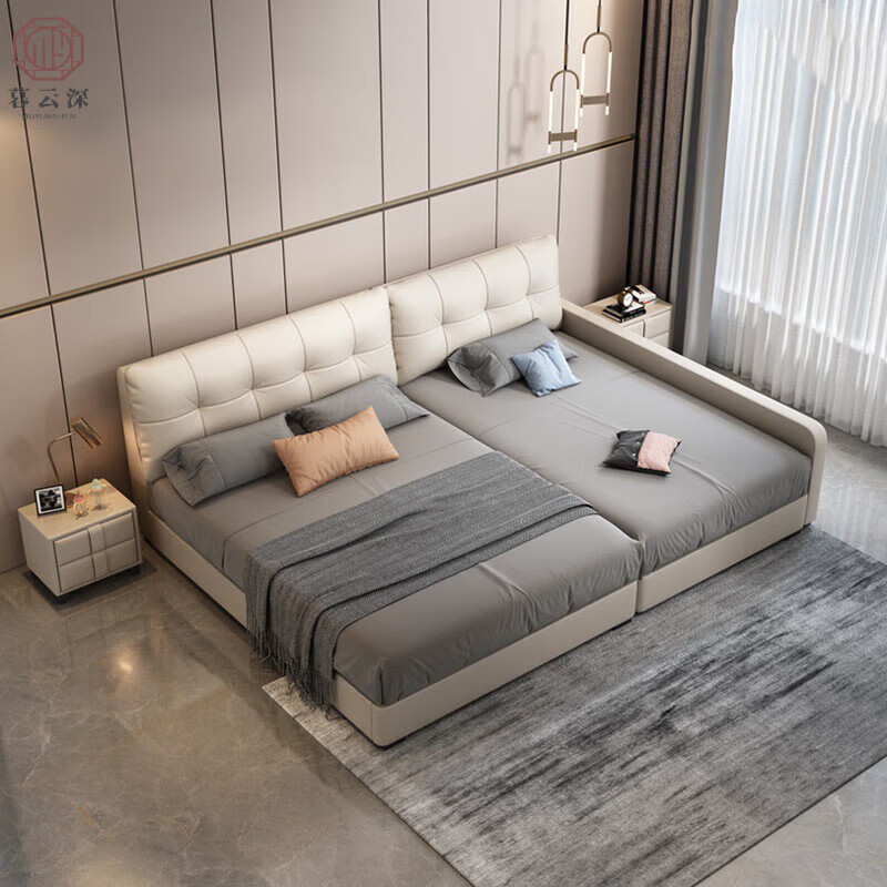 二胎床超大床 床现代简约二胎子床双人主卧2米2大床超大3米母子拼接床