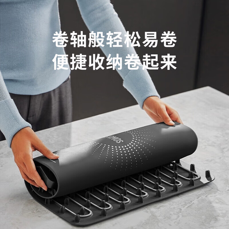 膳魔师(THERMOS)加热暖菜板多功能家用热菜保温板自动双区控温可折叠餐桌加热垫变频速热定时饭菜保温神器 【柔性收纳】双区独立控温