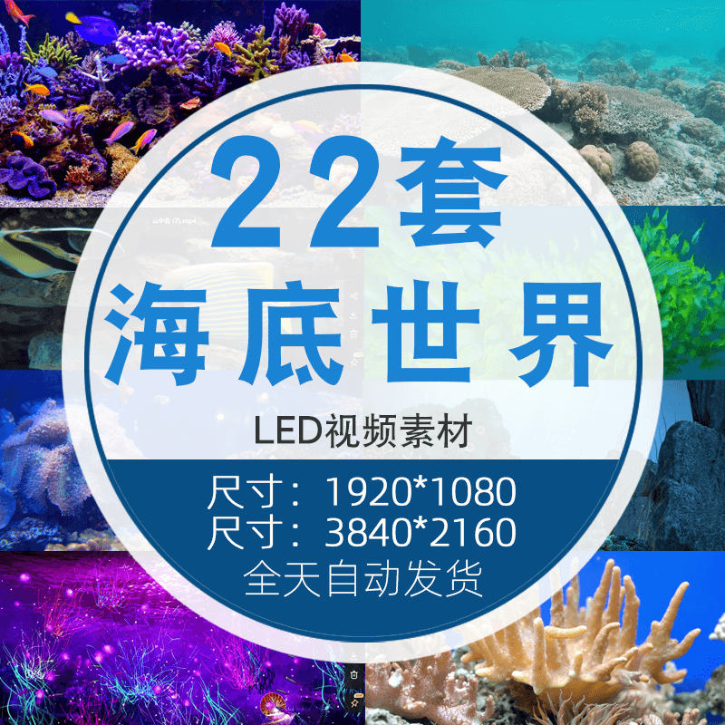 海底世界海底海藻五彩斑斓海底动画led大屏幕浪漫背景视频素材