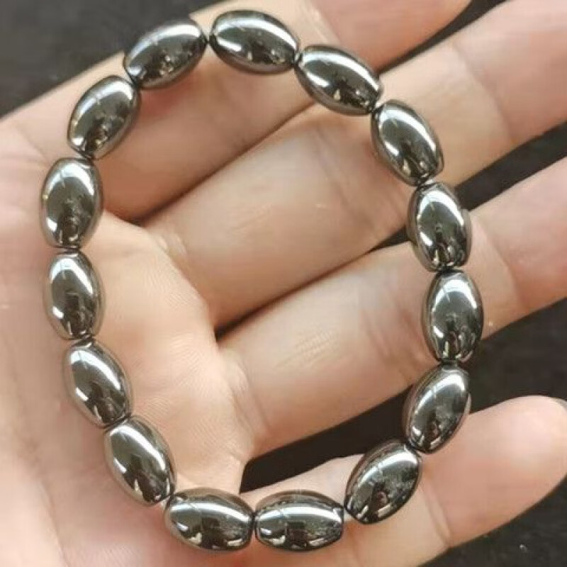 皇本新疆天然铁陨石黑又亮佛珠手链手串养生陨石礼物进宝 陨石手链