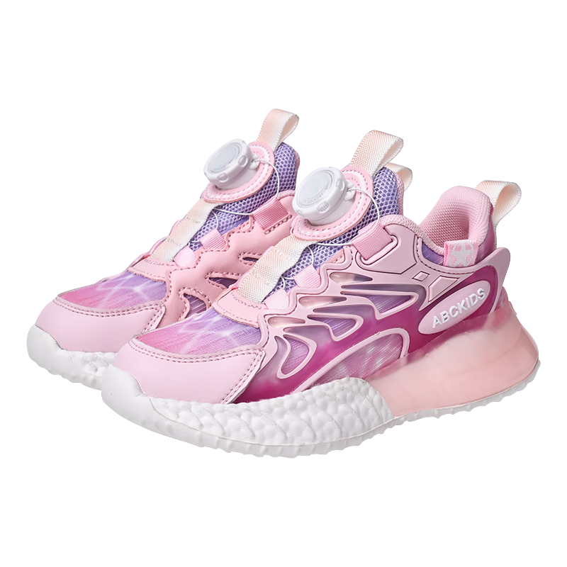 ABC KIDS童鞋女童鞋2025秋季新款兒童運動(dòng)鞋旋轉紐扣兒童鞋子中童跑鞋 果粉 35