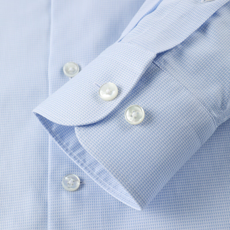 MAYOR男装 秋季意大利进口全棉100支免熨浅蓝色长袖男衬衫 浅蓝 43