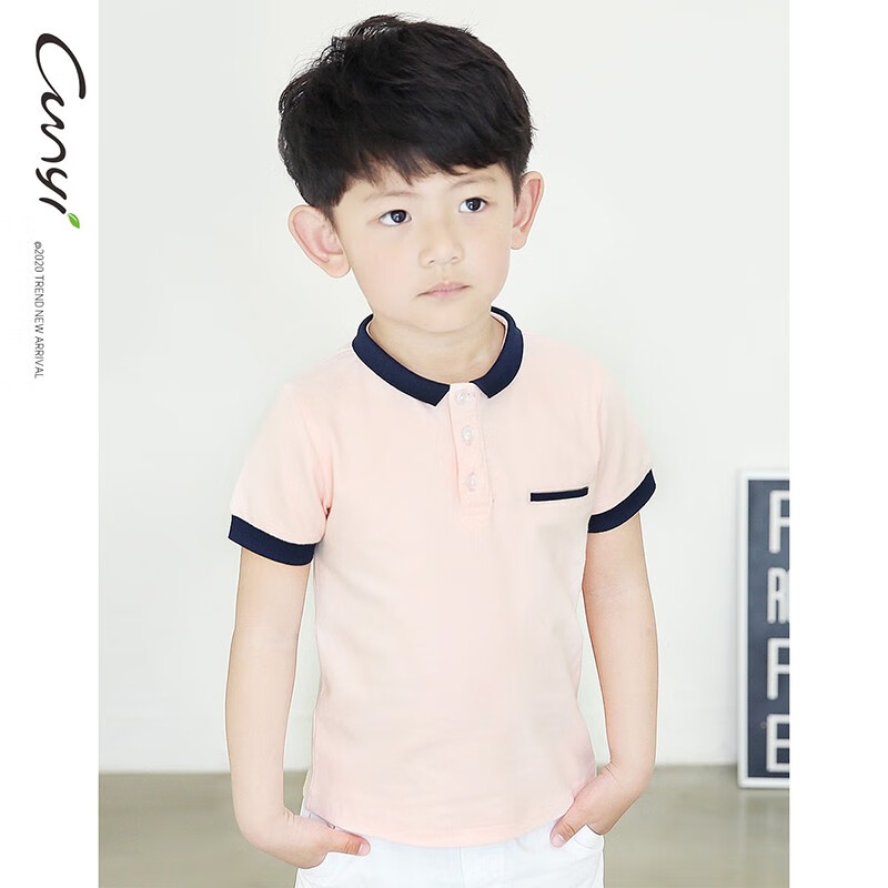 纯一良品(CUNYI)童装男童短袖t恤儿童polo衫中大童宝宝半袖保罗衫男孩夏季上衣 蓝色 170 cm