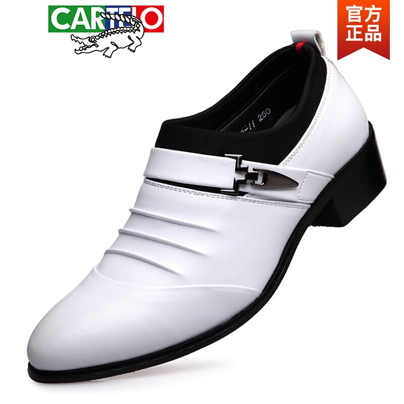 新款商务正装皮鞋男土无带结婚鞋子男生穿的高跟鞋尖头增高男皮鞋