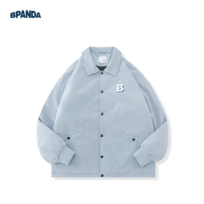 熊猫·本（ben.panda）棉服男潮牌翻领宽松休闲秋冬工装棉衣多穿情侣外套 灰蓝色（A款) 2XL