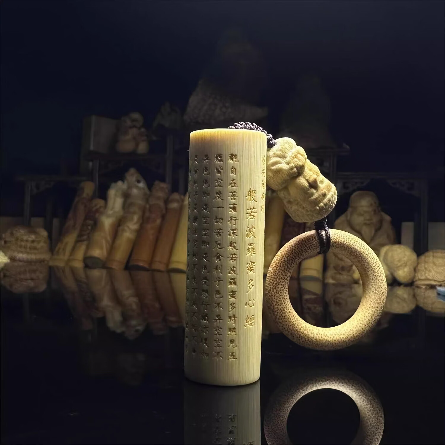 艺竹情鎏金实心玉竹雕刻心经金箍棒手把件文玩竹子把件盘玩实心竹把玩件 金箍棒1.8-2.0厘米长6-8厘米