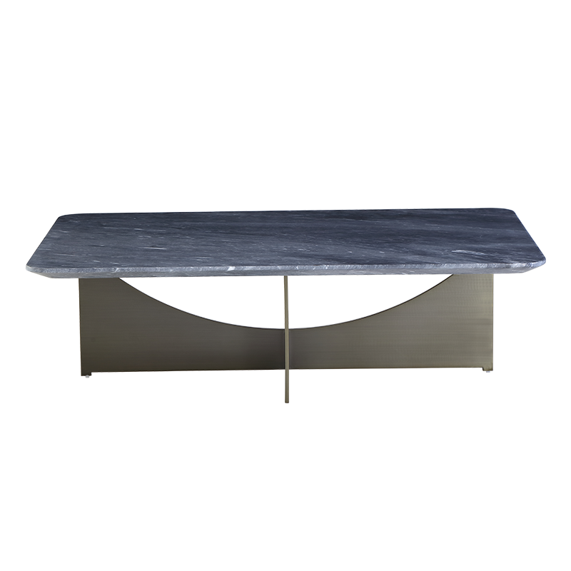DC 天然大理石茶几长方形客厅大户型不锈钢极简奢石现代简约定制茶几 茶几