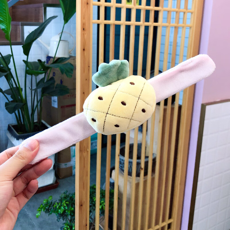 韩裴内思网红可爱卡通拍拍圈毛绒小熊情侣少女心手环手链礼物  菠萝