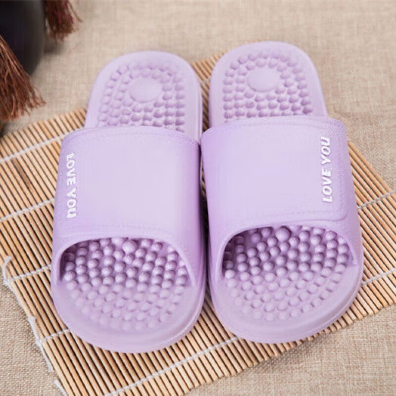 脚底穴位按摩拖鞋女夏天室内防滑家用浴室洗澡情侣 按摩拖-【紫色】