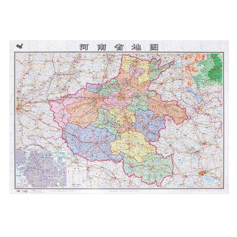 河南省地图挂图挂墙免打孔2022全新版高清防水行政交通装饰画贴图