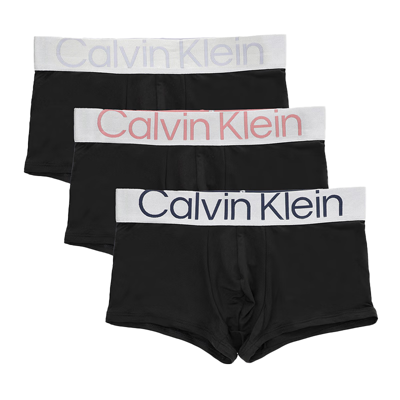 Calvin Klein23春季男三条装醒目提花低腰轻薄细滑防夹臀平角内裤NB3074 905M