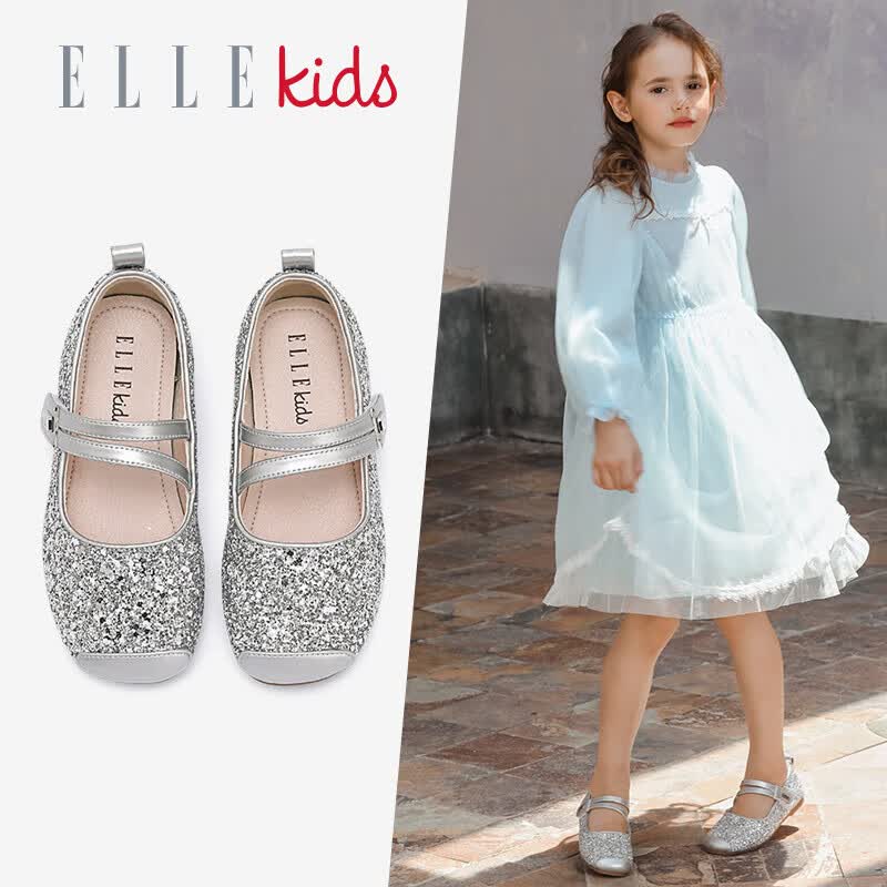ELLE KIDS童鞋2023春秋公主鞋女童皮鞋时尚水晶鞋亮钻表演鞋 EFD31252 银色使用感如何?