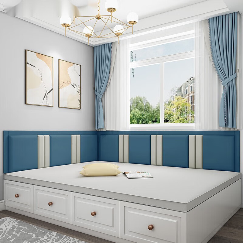 榻榻米软包墙围榻榻米软包床围炕围儿童卧室防撞靠背自粘电热 经典