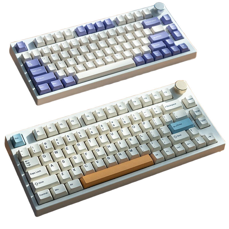 Keydous NJ80三模热插拔无线机械键盘MAC 白色 BOX蓝莓冰淇淋轴Pro-钢定位板