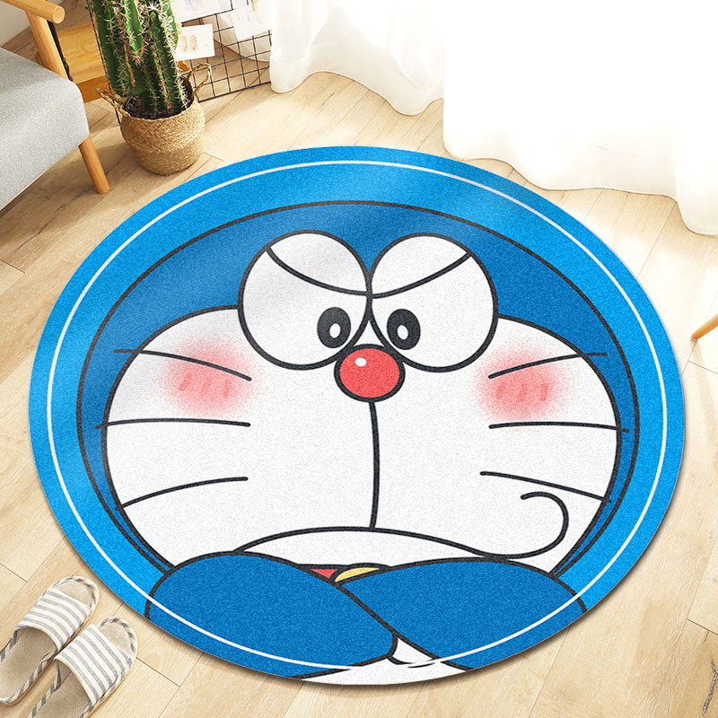 哆啦a梦ins风卡通地毯 圆形地毯吊篮卧室床边毯可爱家用儿童房加厚