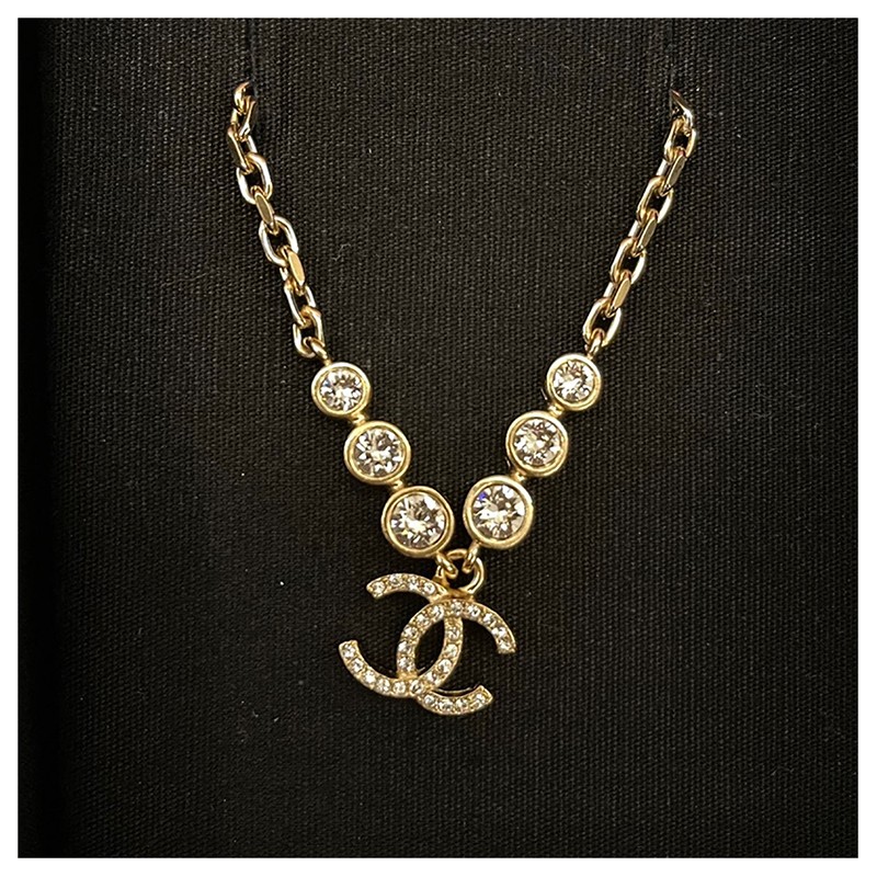 【中检鉴定】chanel/香奈儿项链 女士  经典时尚镶嵌水钻双c chocker