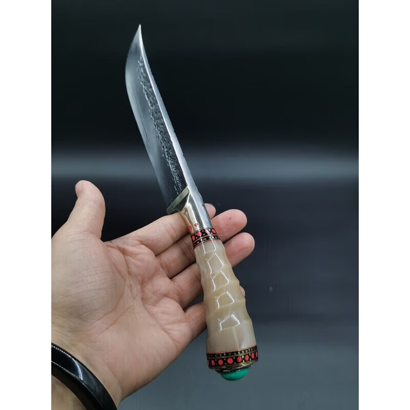 英吉沙小刀牦牛角铜柄新疆手工到水果刀吃肉