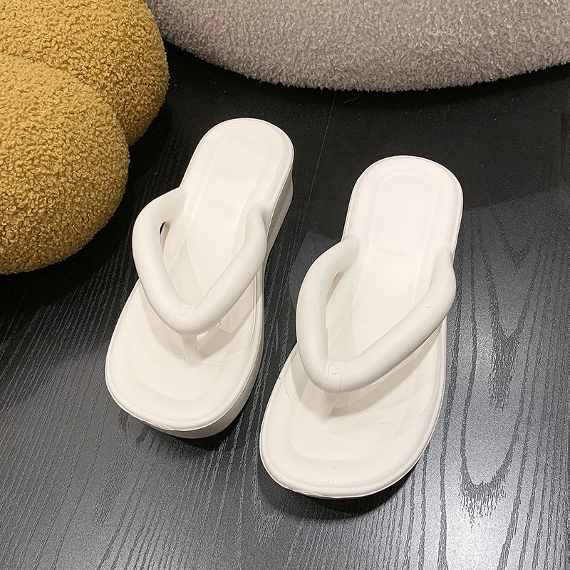 澳颜莱赵露思拖鞋赵露思拖鞋厚底坡跟增高踩屎感防滑居家出行人 米色