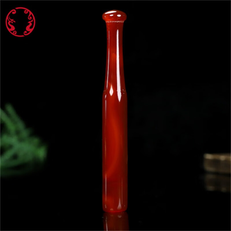 尊璧红玛瑙烟嘴玉髓烟杆送父亲岳父玉石过滤嘴礼物 款一